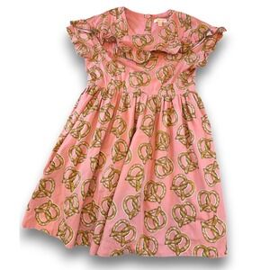 Pink Chicken NY Pink Pretzel Ruffle Dress Lined Girls 12y
